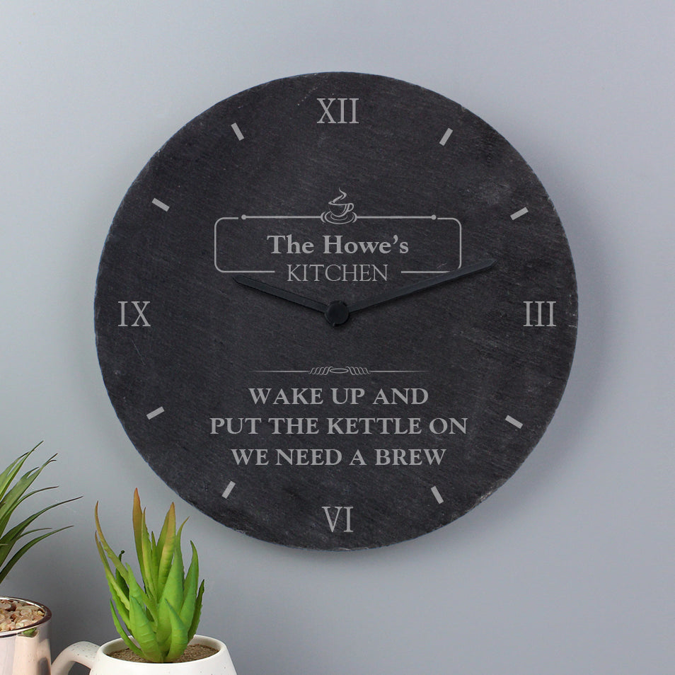 Personalised Kitchen Slate Clock: 2 - Clocks By Gift Moments
