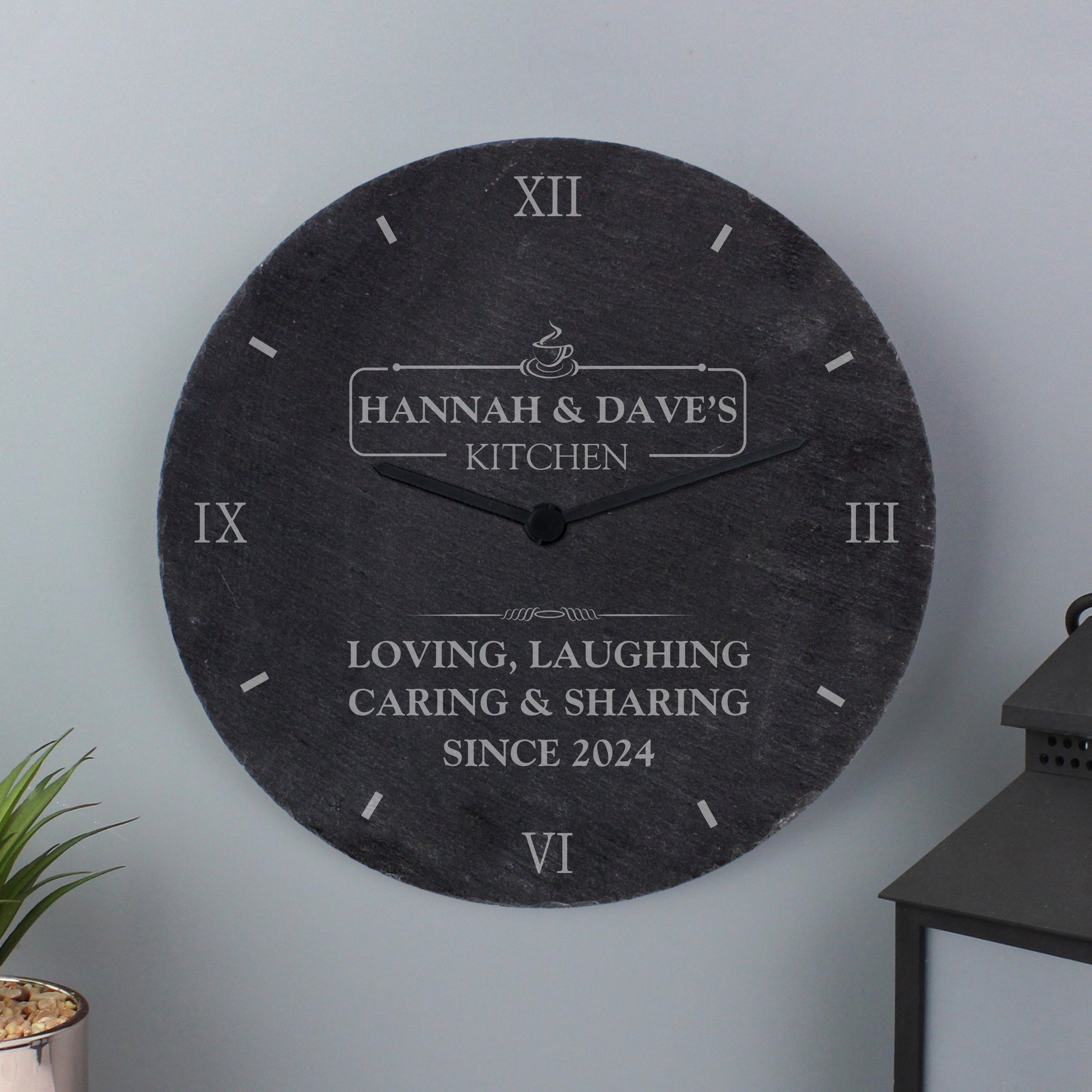 Personalised Kitchen Slate Clock: 4 - Clocks By Gift Moments