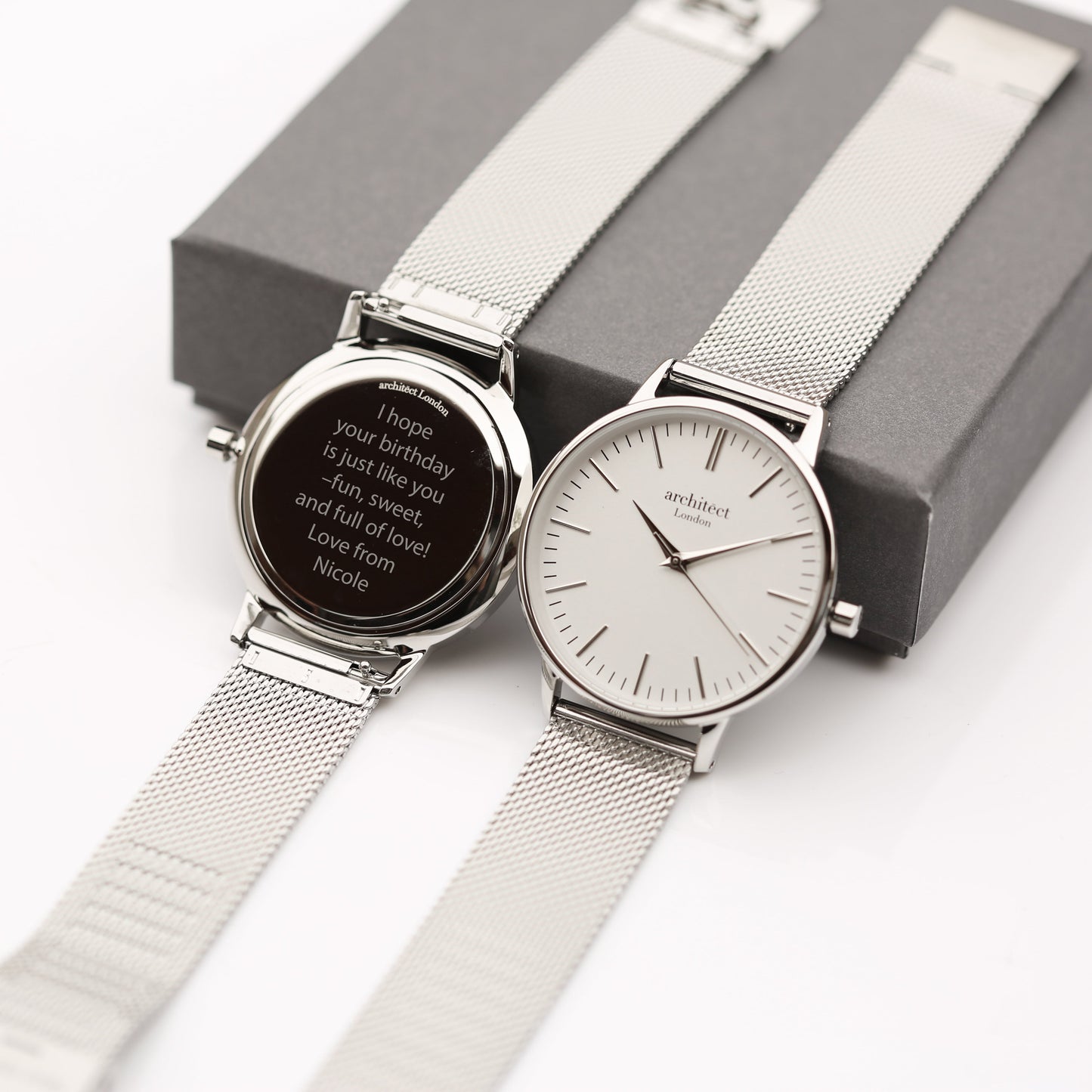 Personalised Ladies Architect Blanc Watch Silver Mesh: 6 - Watches By Architect Watches