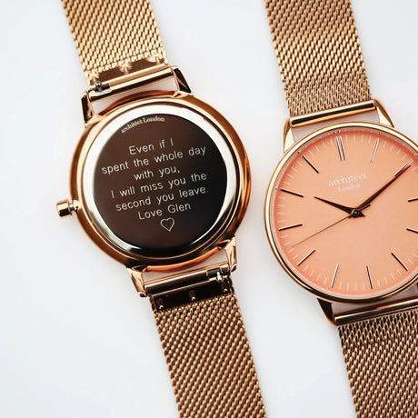 Personalised Ladies Architēct Coral Watch Rose Gold Mesh: 5 - Watches By Architect Watches