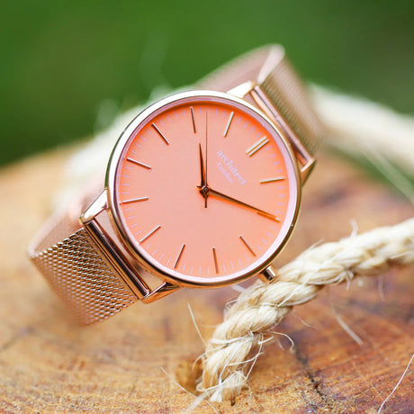 Personalised Ladies Architēct Coral Watch Rose Gold Mesh: 1 - Watches By Architect Watches