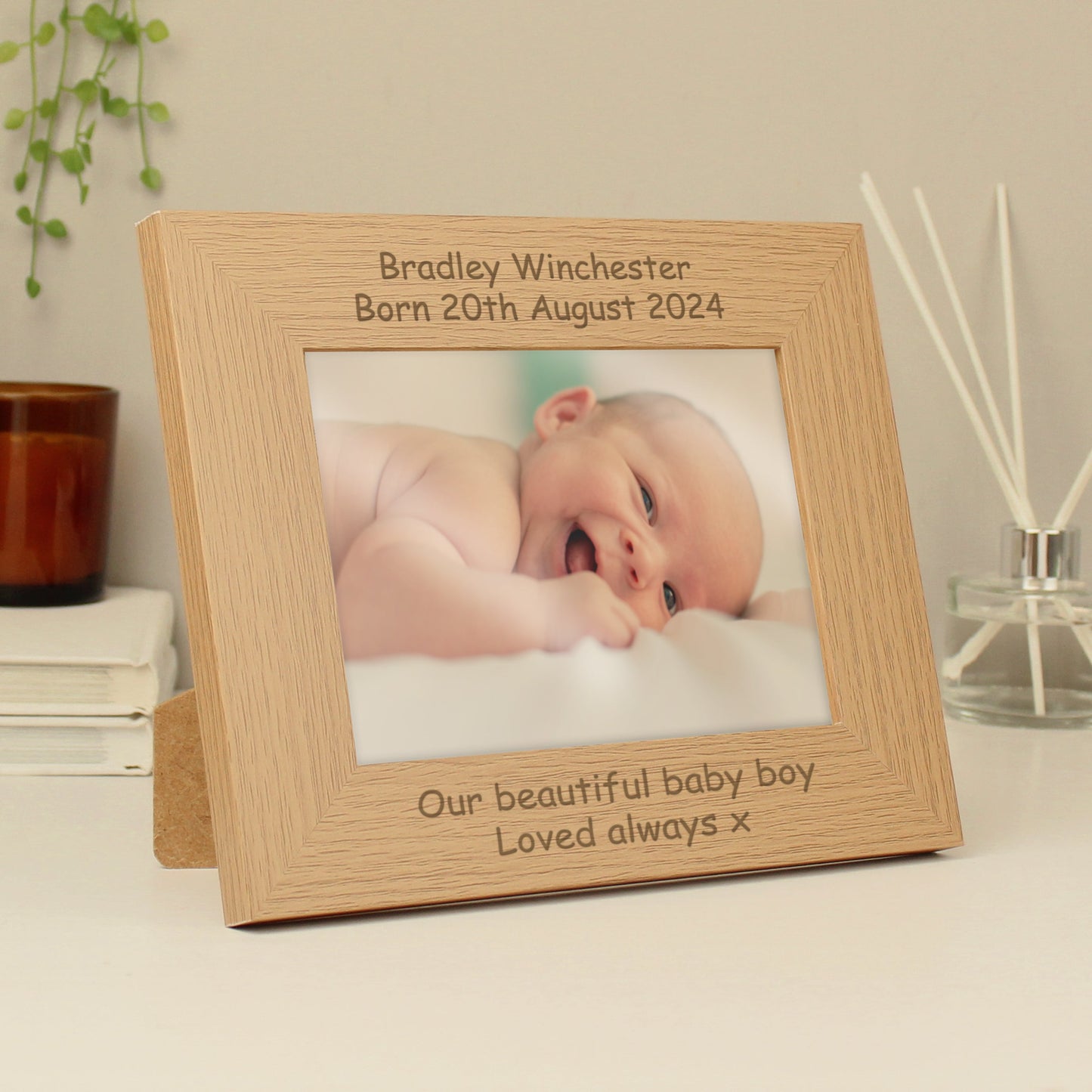 Personalised Landscape 5x7 Landscape Oak Finish Photo Frame: 1 - Photo Frames By Gift Moments