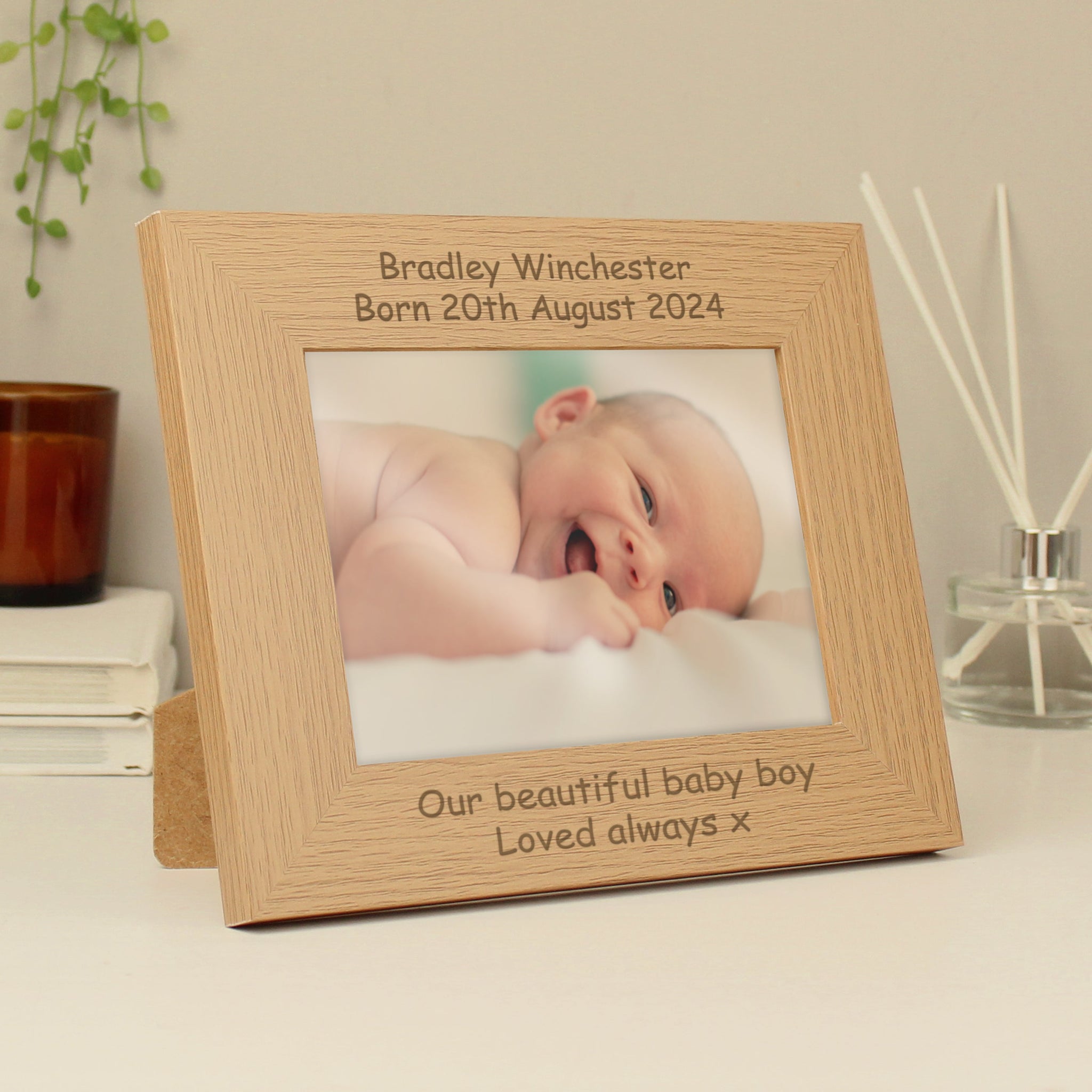 Personalised Landscape 5x7 Landscape Oak Finish Photo Frame: 1 - Photo Frames By Gift Moments