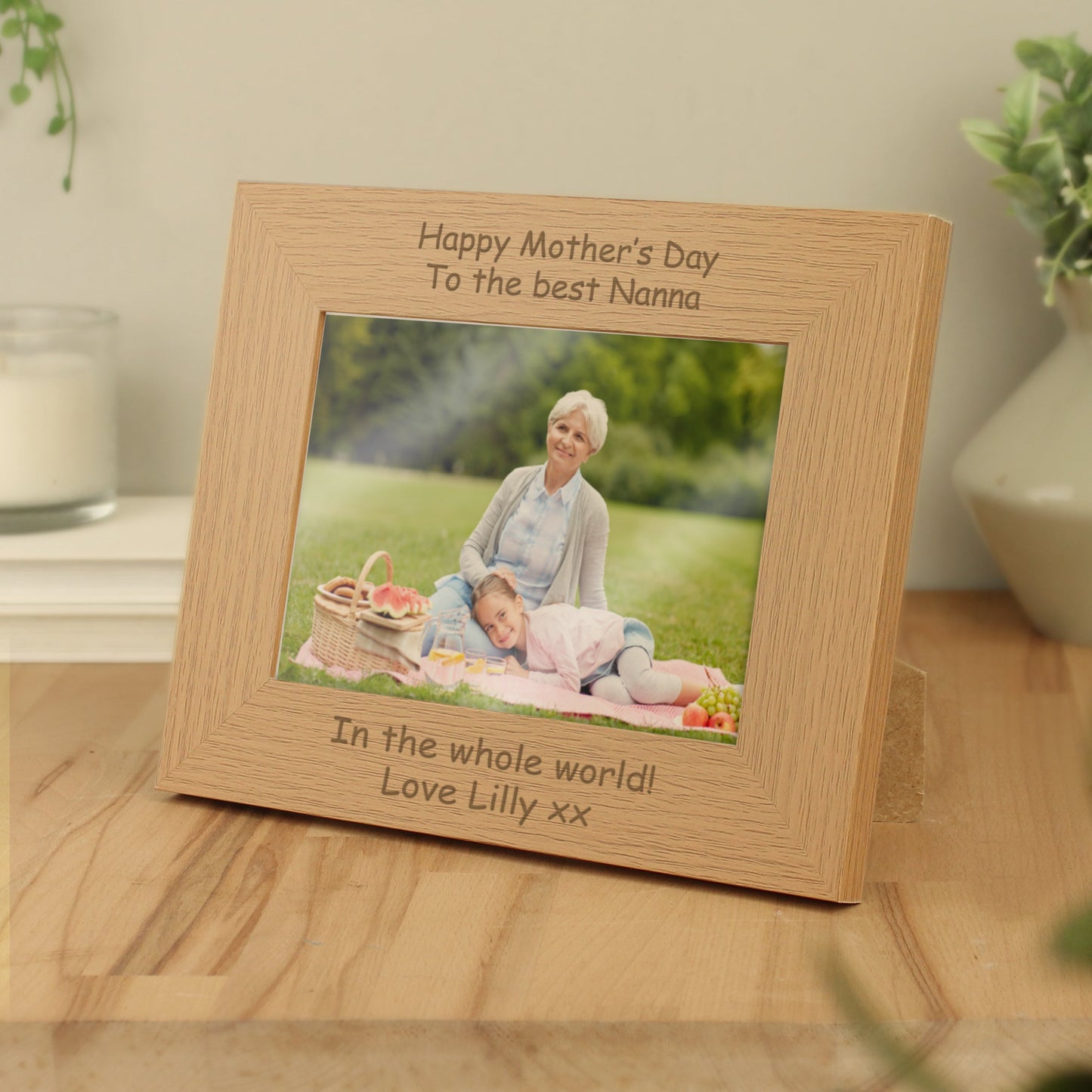 Personalised Landscape 5x7 Landscape Oak Finish Photo Frame: 2 - Photo Frames By Gift Moments