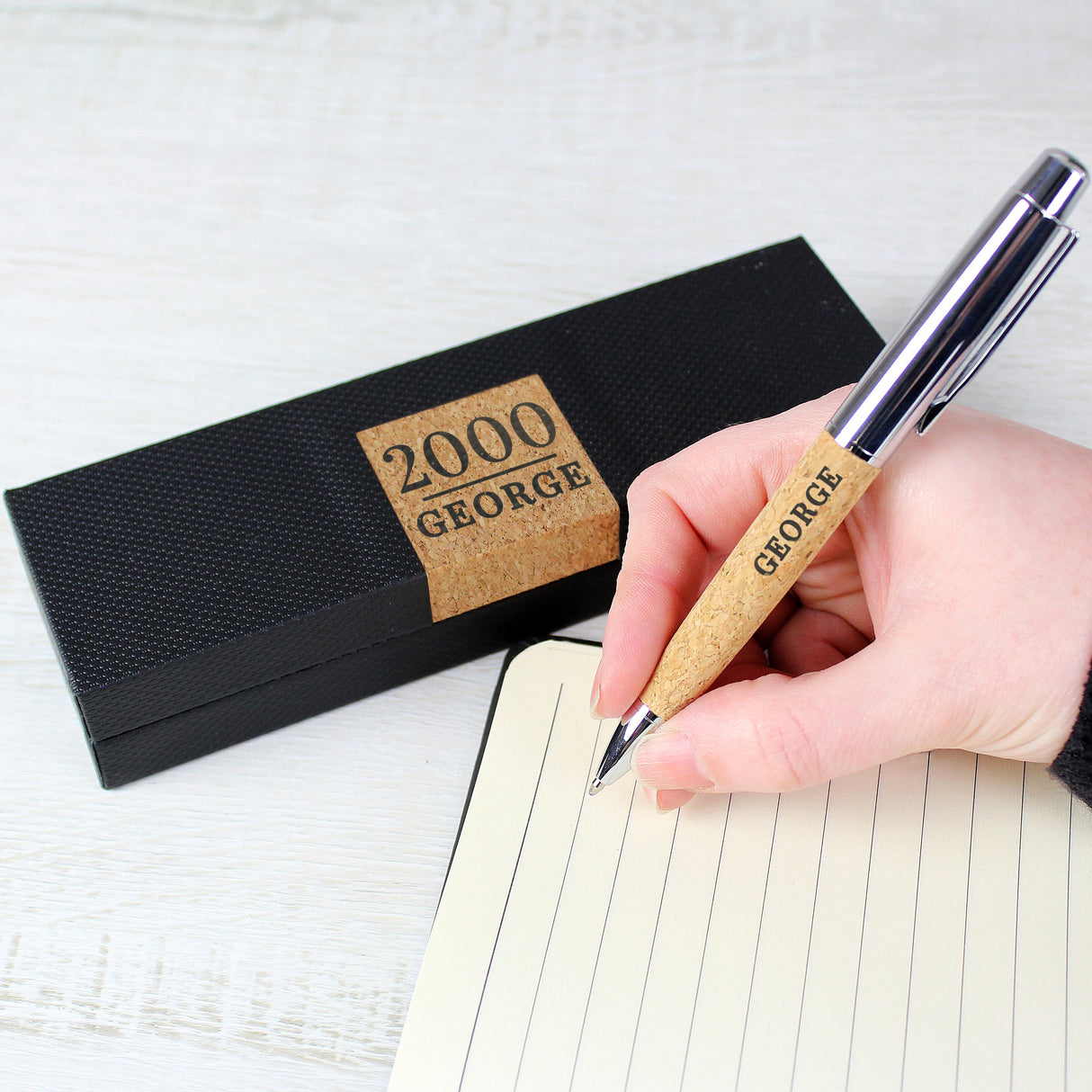 Personalised Large Date & Name Cork Pen Set: 4 - Pens & Pencils By Gift Moments