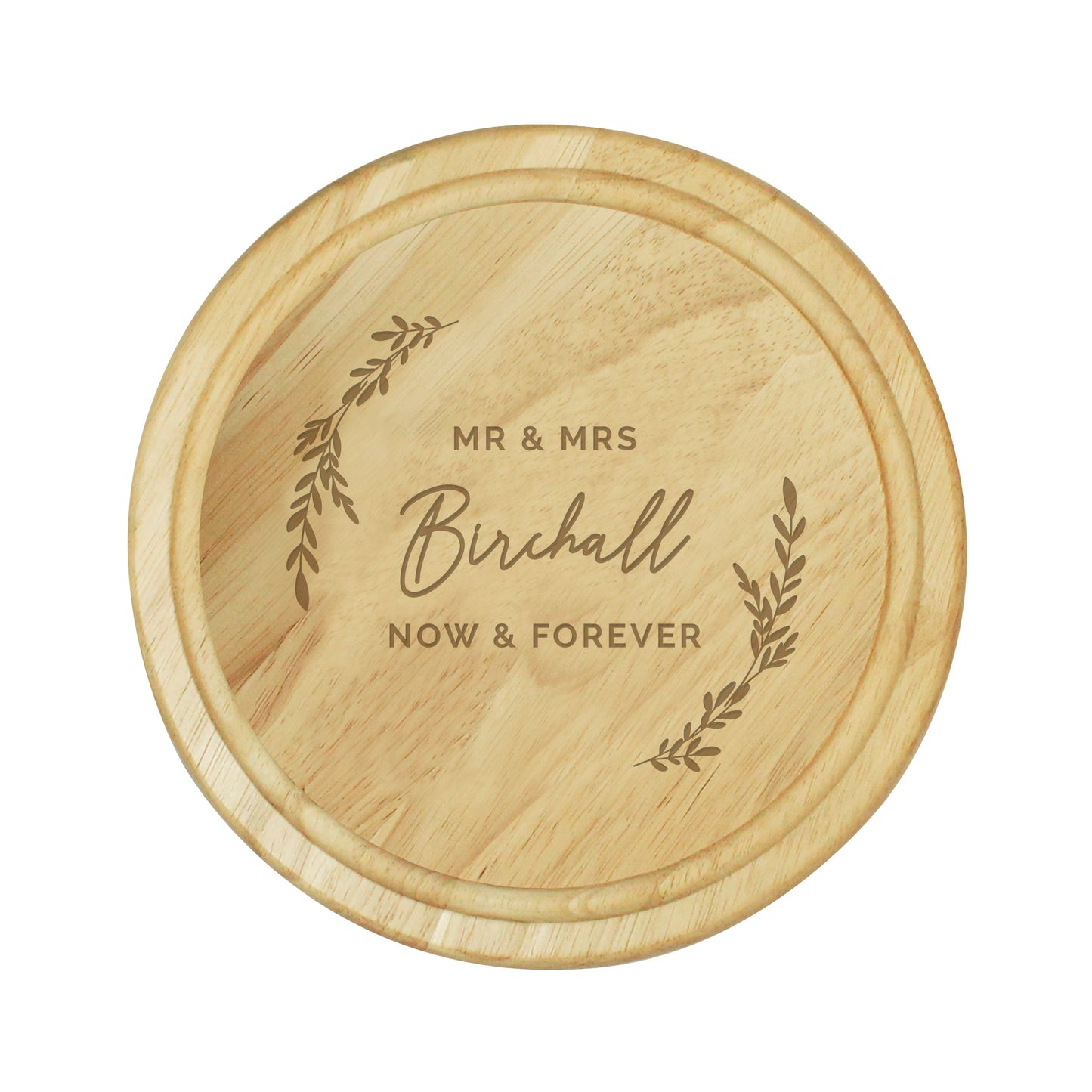 Personalised Laurel Round Wooden Chopping Board: 5 - Chopping Boards By Gift Moments