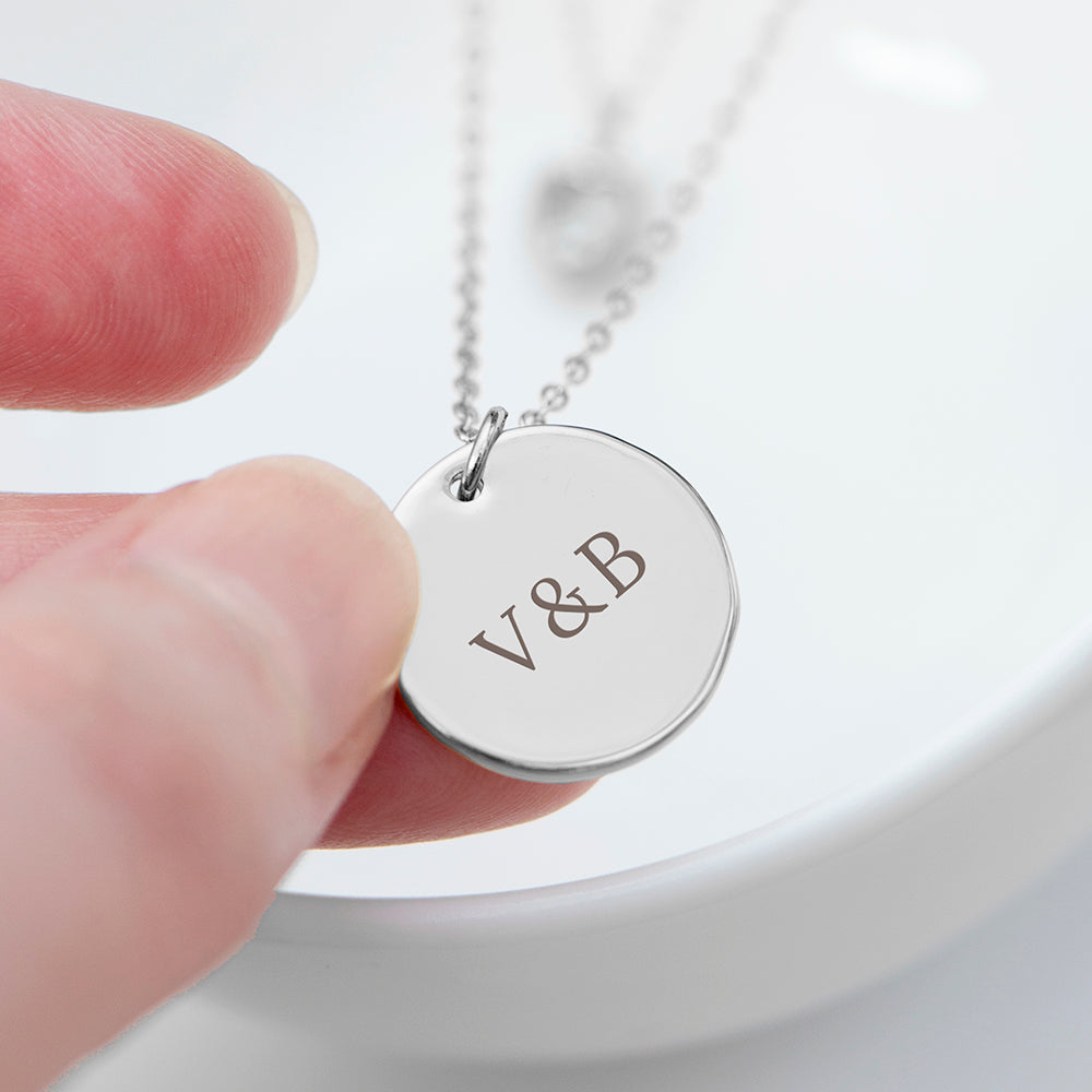 Personalised Layered Crystal Heart and Disc Necklace Set: 8 - Necklaces By Gift Moments
