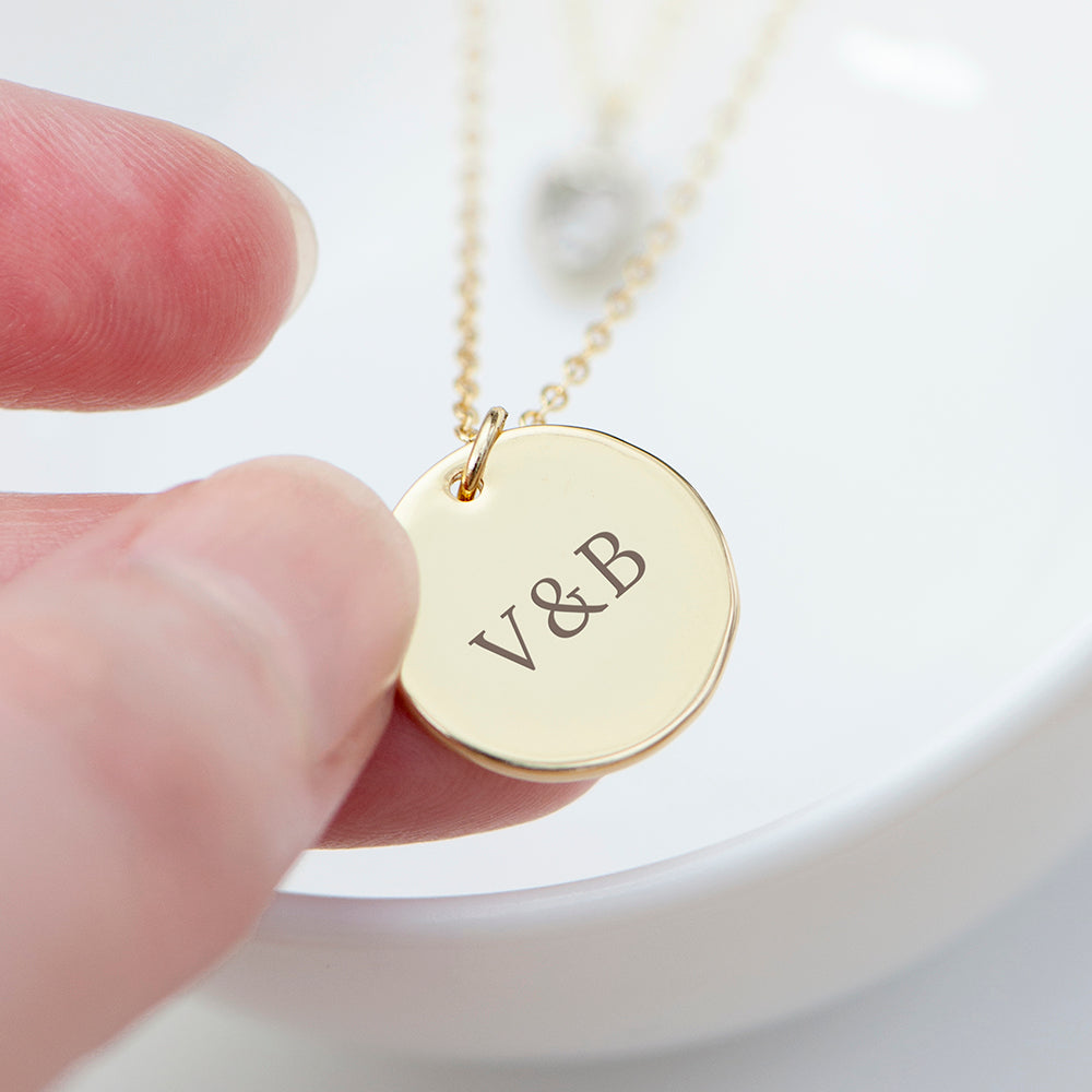 Personalised Layered Crystal Heart and Disc Necklace Set: 7 - Necklaces By Gift Moments