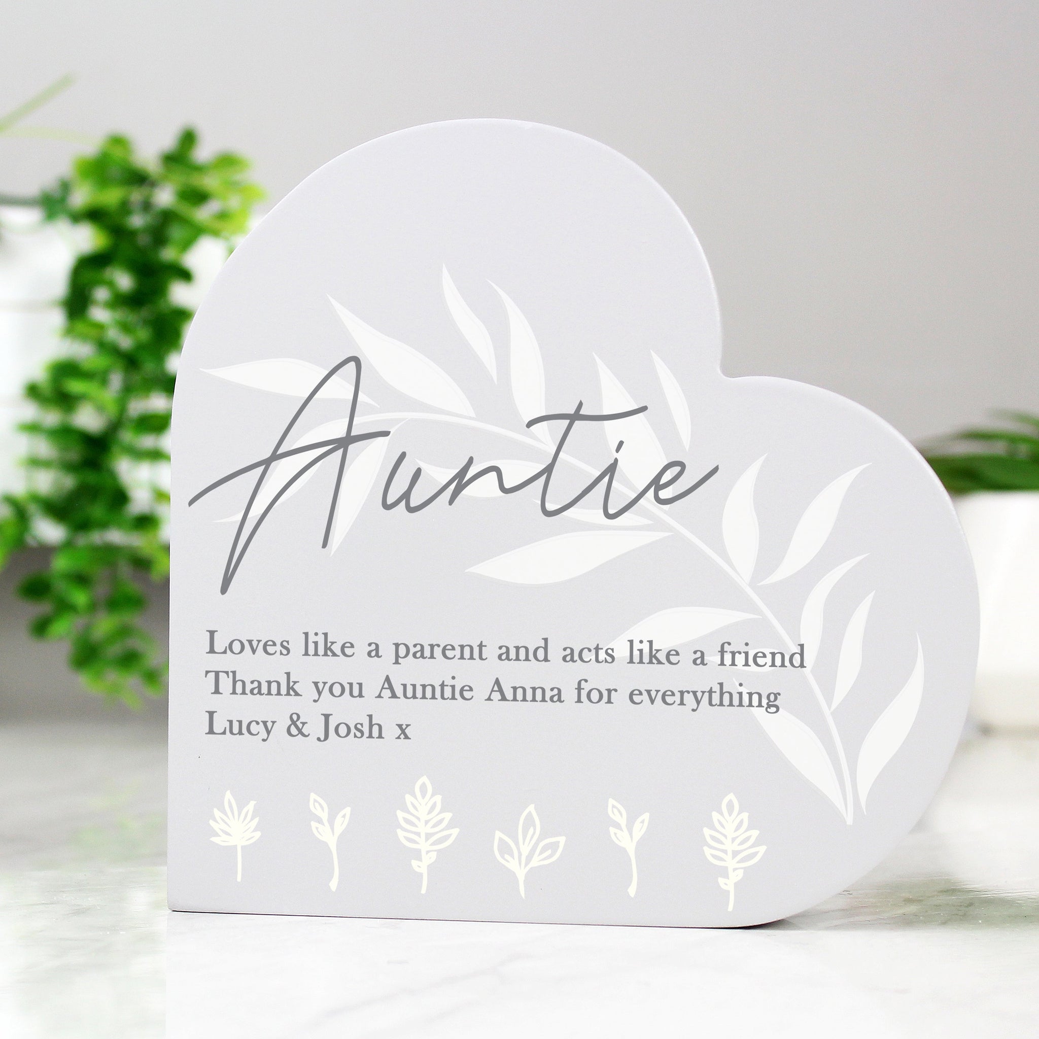 Personalised Leaf Decor Free Standing Heart Ornament: 5 - Ornaments By Gift Moments