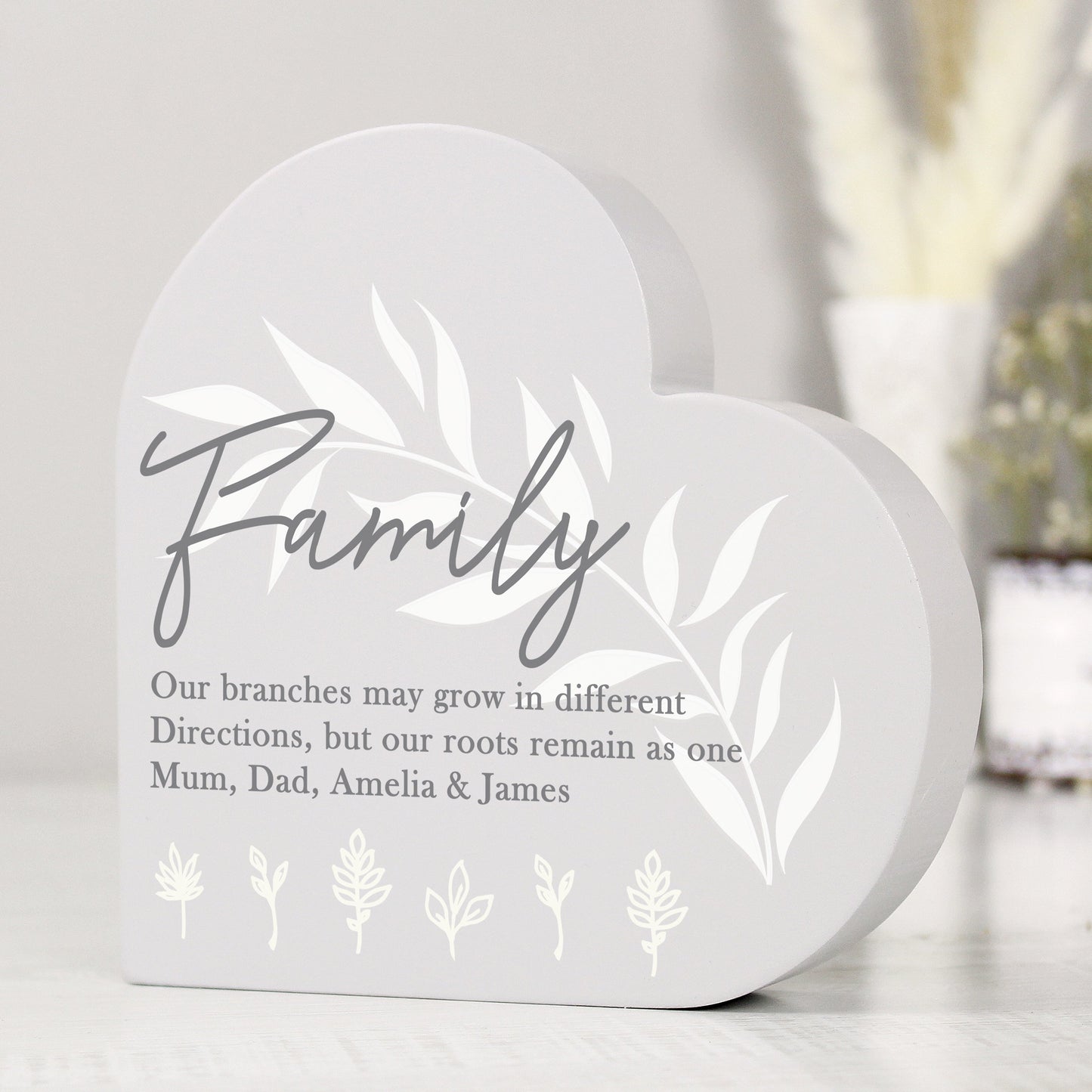 Personalised Leaf Decor Free Standing Heart Ornament: 2 - Ornaments By Gift Moments
