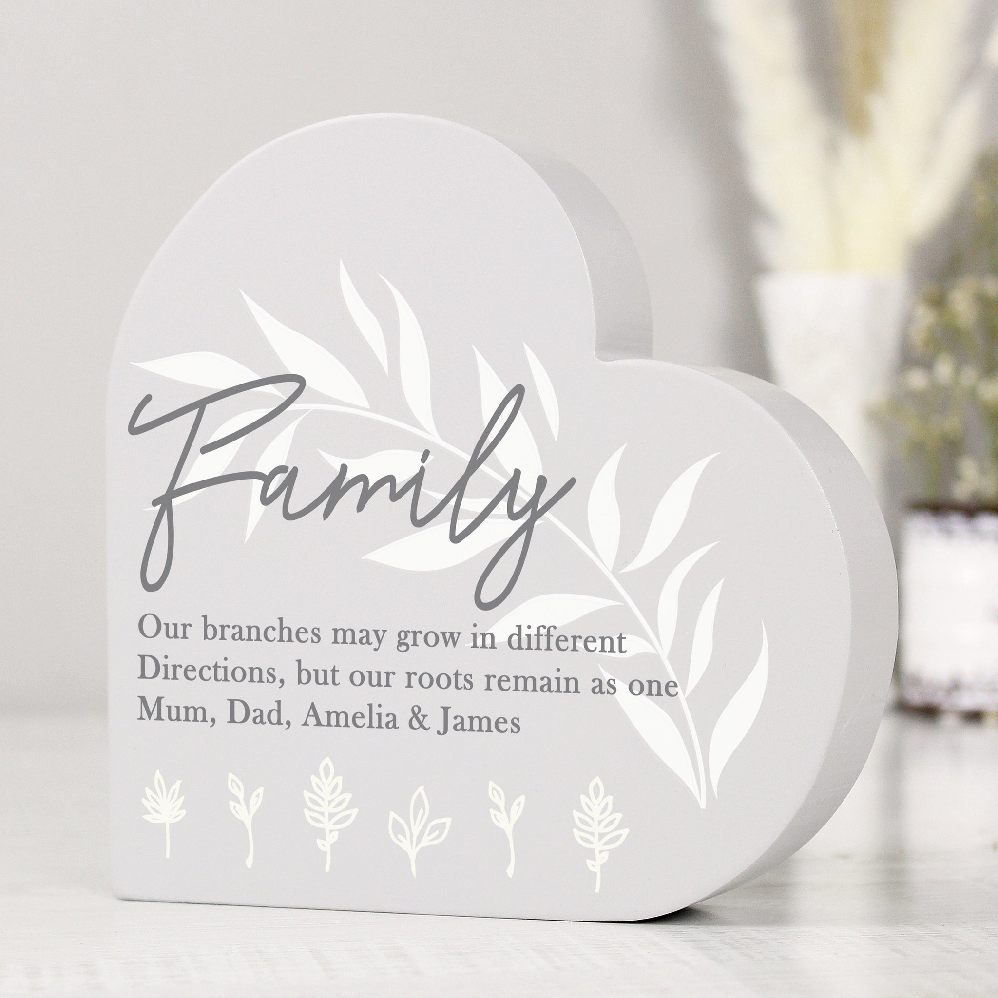 Personalised Leaf Decor Free Standing Heart Ornament: 2 - Ornaments By Gift Moments