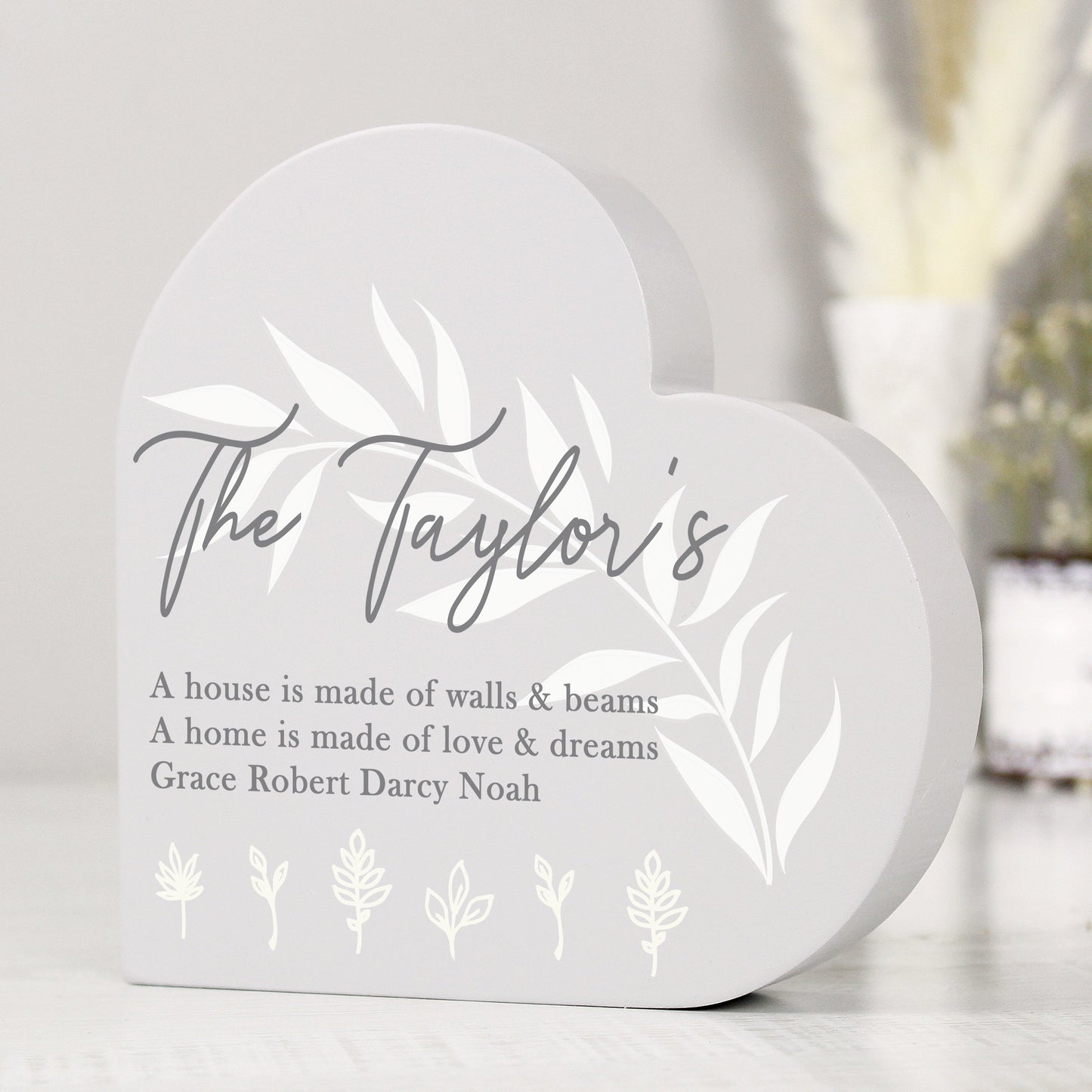 Personalised Leaf Decor Free Standing Heart Ornament: 1 - Ornaments By Gift Moments