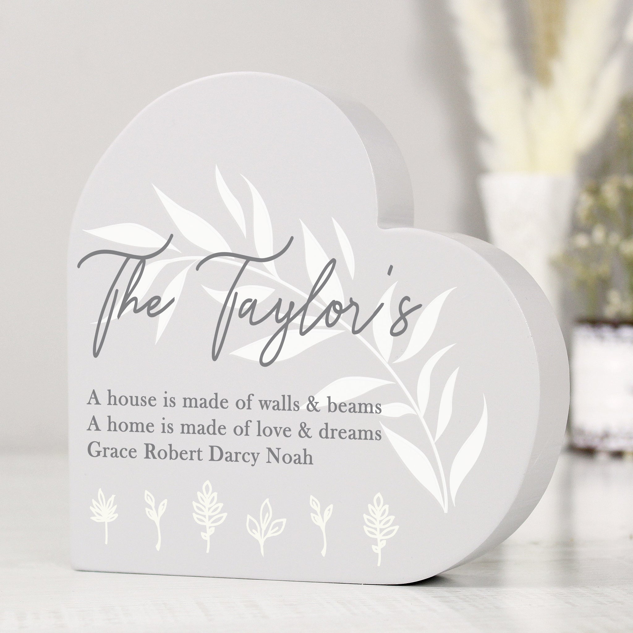 Personalised Leaf Decor Free Standing Heart Ornament: 1 - Ornaments By Gift Moments