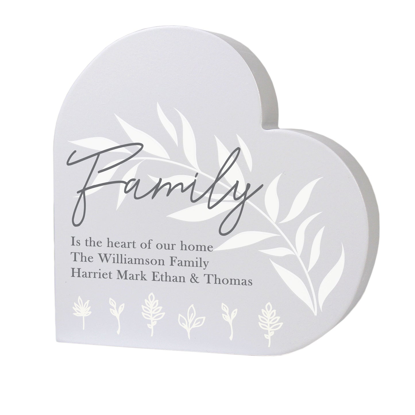 Personalised Leaf Decor Free Standing Heart Ornament: 6 - Ornaments By Gift Moments