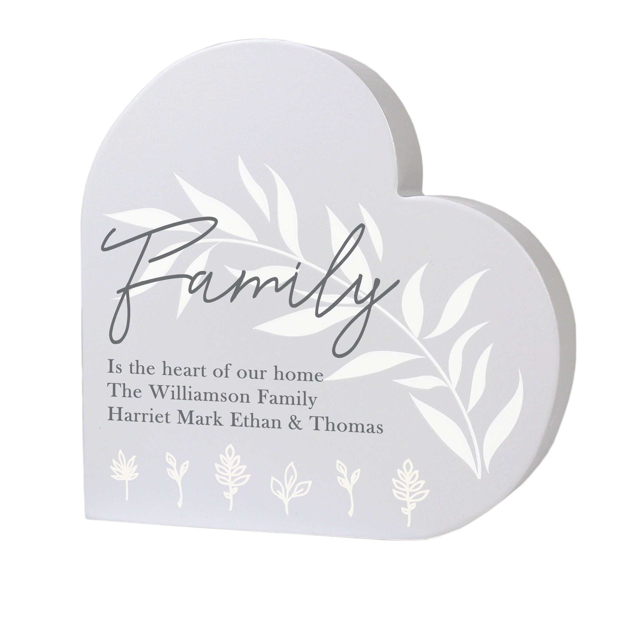 Personalised Leaf Decor Free Standing Heart Ornament: 6 - Ornaments By Gift Moments