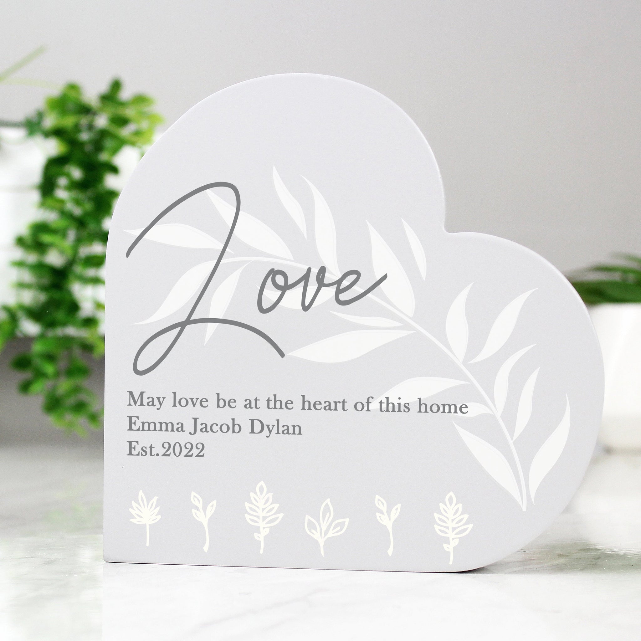 Personalised Leaf Decor Free Standing Heart Ornament: 4 - Ornaments By Gift Moments