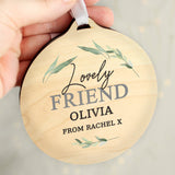 Personalised Leaf Decor Round Wooden Decoration: 6 - Decorations By Gift Moments