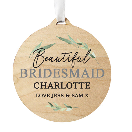 Personalised Leaf Decor Round Wooden Decoration: 5 - Decorations By Gift Moments