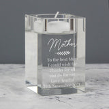 Personalised Leaf Free Text Glass Tea Light Holder: 5 - Candle Holders By Gift Moments