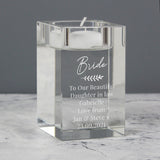 Personalised Leaf Free Text Glass Tea Light Holder: 3 - Candle Holders By Gift Moments