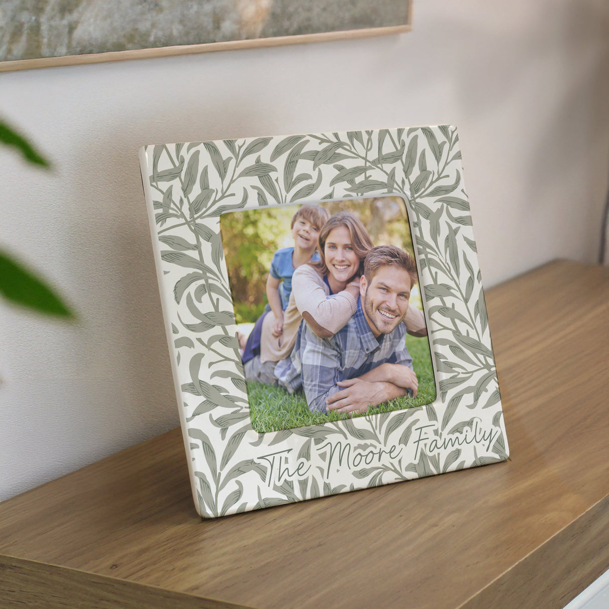 Personalised Leaf Print Ceramic 4x4 Frame: 3 - Photo Frames By Gift Moments