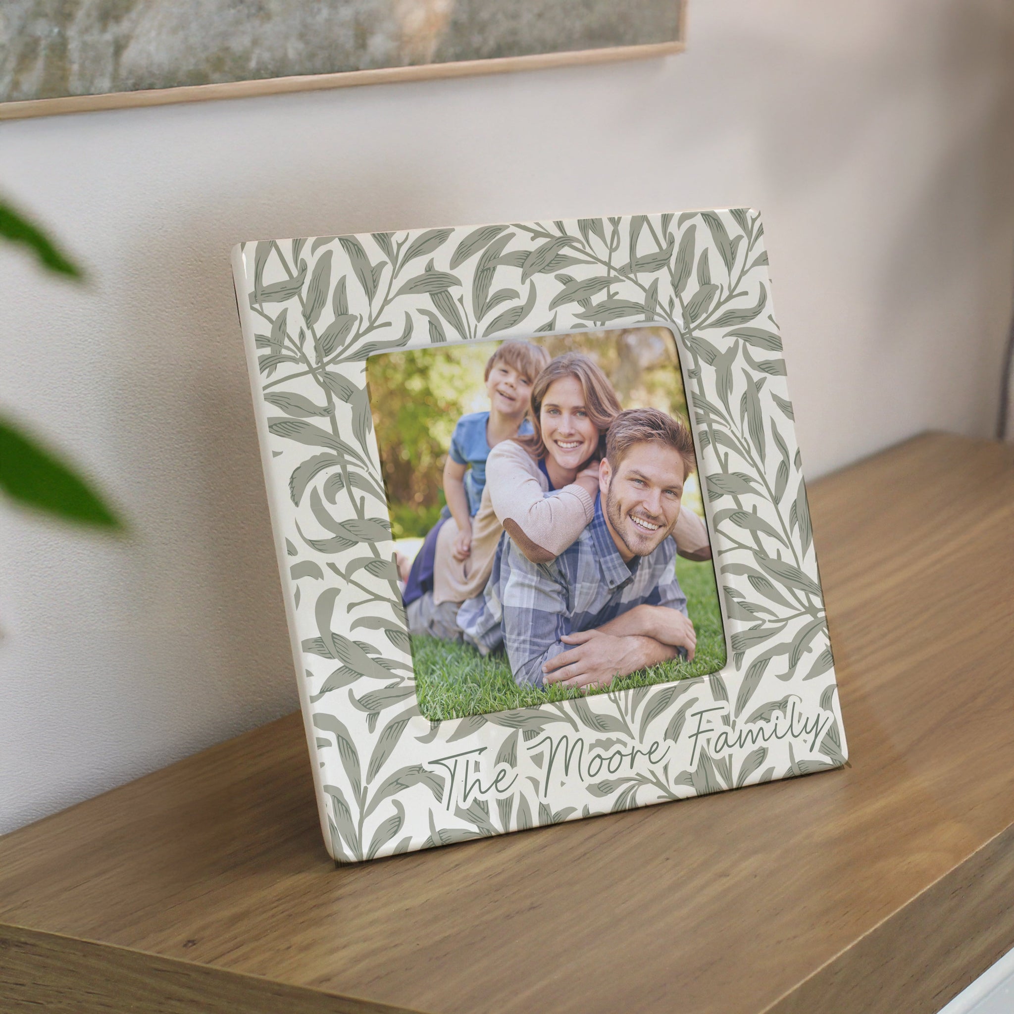 Personalised Leaf Print Ceramic 4x4 Frame: 3 - Photo Frames By Gift Moments