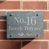 Personalised Leaf Slate House Sign: 1 - House Signs By Gift Moments