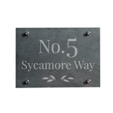 Personalised Leaf Slate House Sign: 4 - House Signs By Gift Moments
