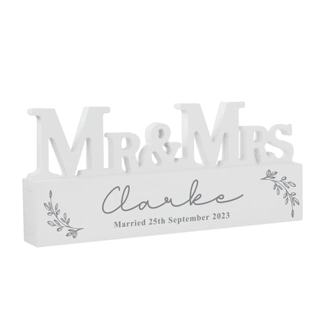 Personalised Leaf Wooden Mr & Mrs Ornament: 4 - Ornaments By Gift Moments