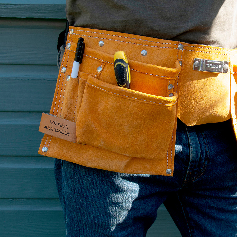 Personalised Leather 11 Pocket Tool Belt: 4 Tools & Storage By Gift Moments