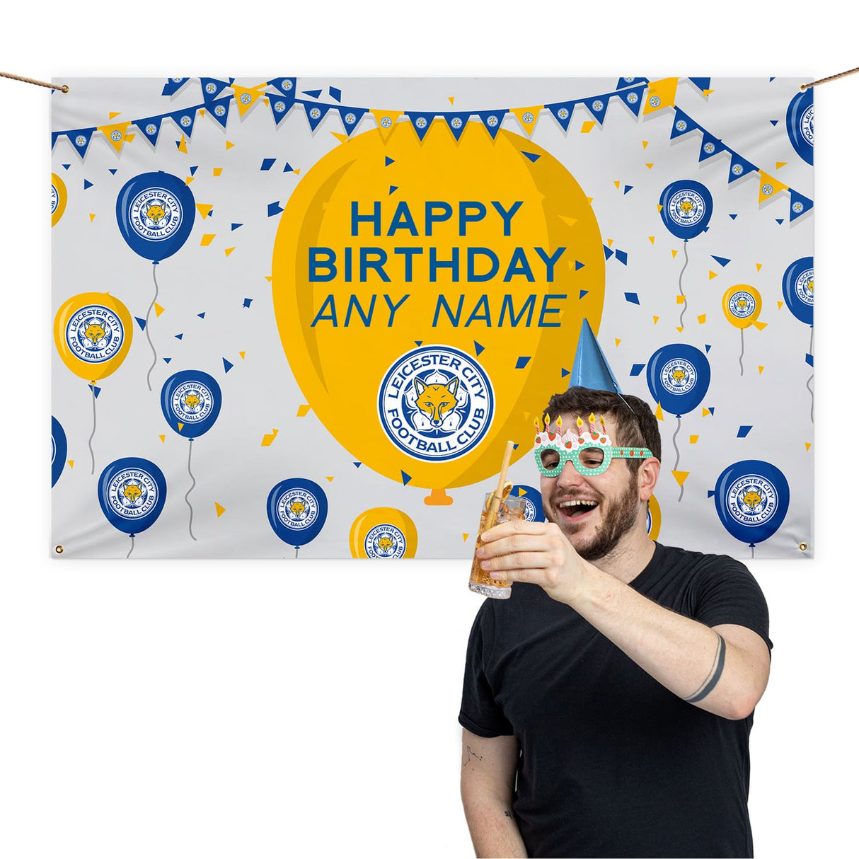 Personalised Leicester City FC Birthday 5ft x 3ft Banner: 1 - Flags & Banners By Leicester City