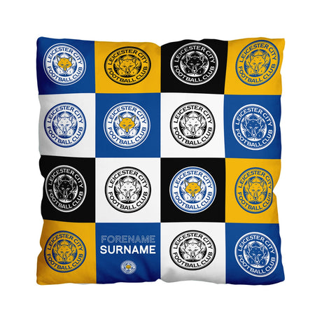 Personalised Leicester City FC Chequered 18’’ Cushion: 1 - Cushions By Leicester City