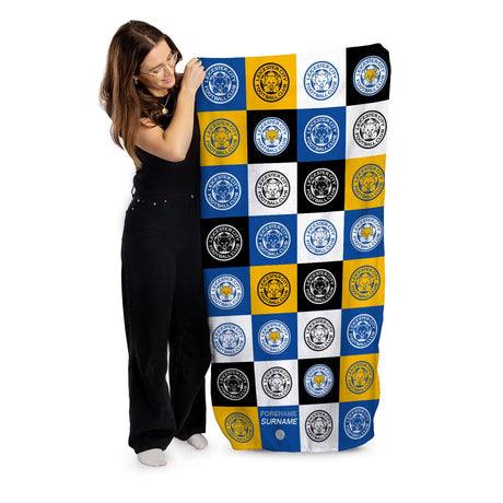 Personalised Leicester City FC Chequered Beach Towel: 1 - Towels By Leicester City