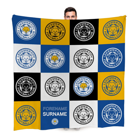 Personalised Leicester City FC Chequered Fleece Blanket: 1 - Blankets By Leicester City