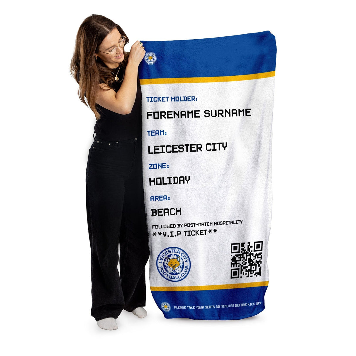 Personalised Leicester City FC Ticket Beach Towel: 1 - Towels By Leicester City