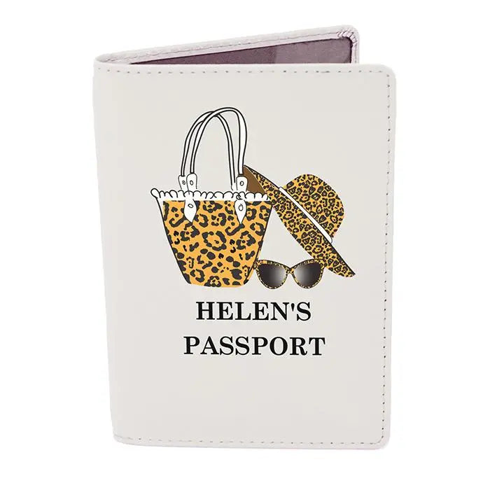 Personalised Leopard Print Cream Passport Holder: 2 - Passport Holders By Gift Moments