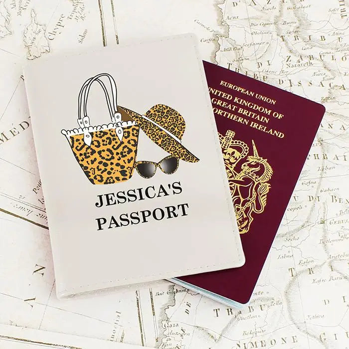 Personalised Leopard Print Cream Passport Holder - Shop Passport Holders At Gift Moments - 1
