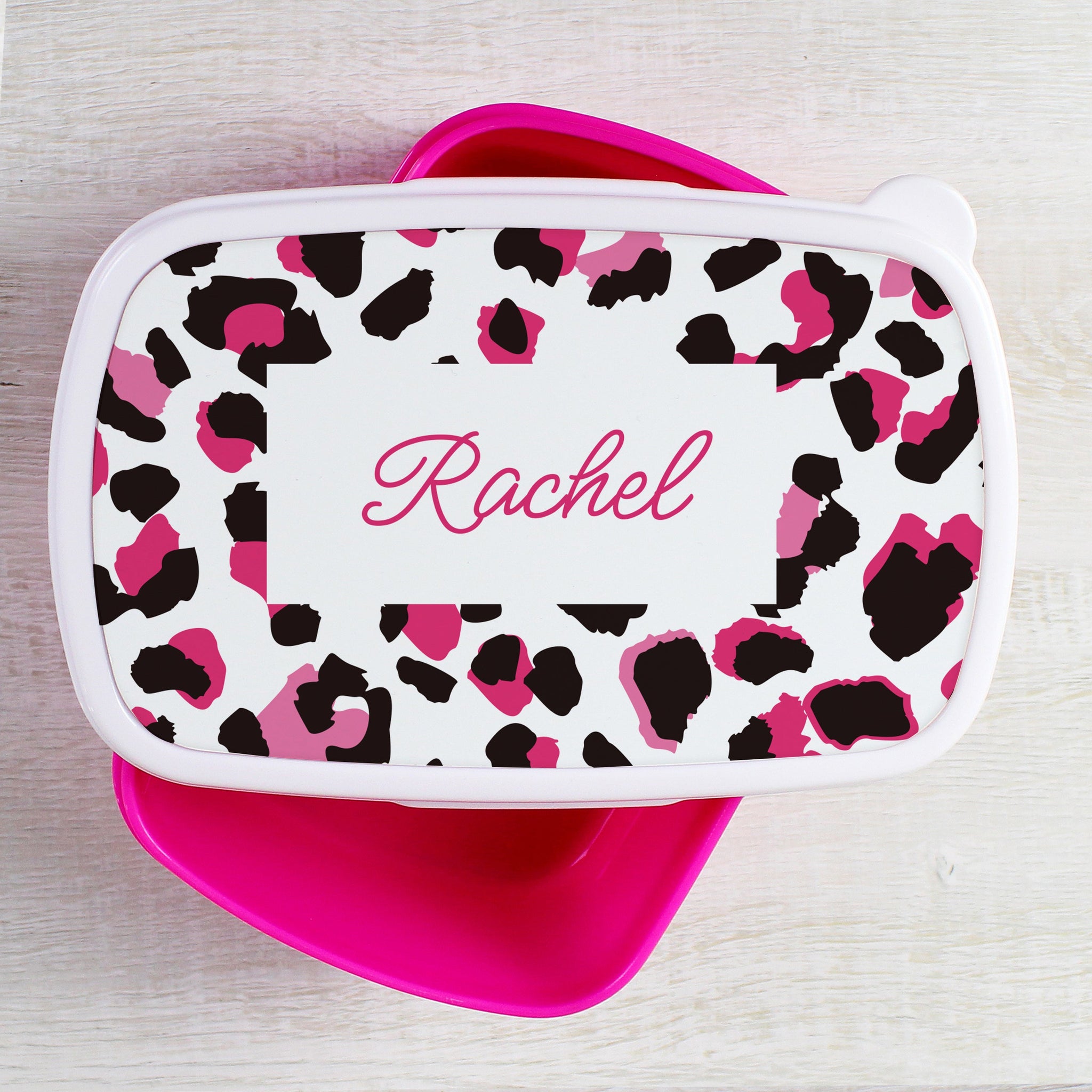 Personalised Leopard Print Name Only Pink Lunch Box: 3 - Lunch Boxes & Bags By Gift Moments