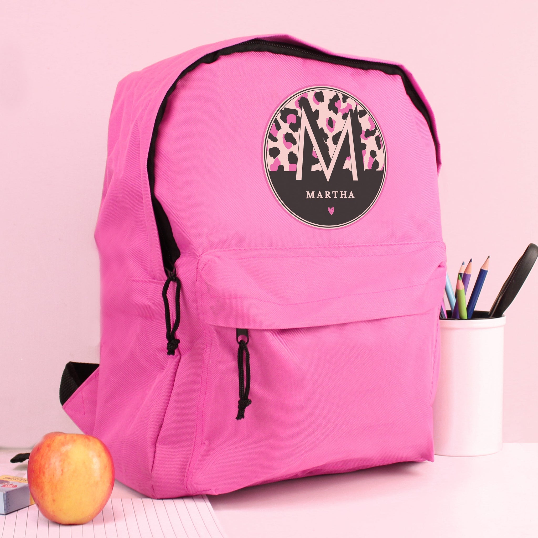 Personalised Leopard Print Pink Backpack: 1 - Kids Bags By Gift Moments