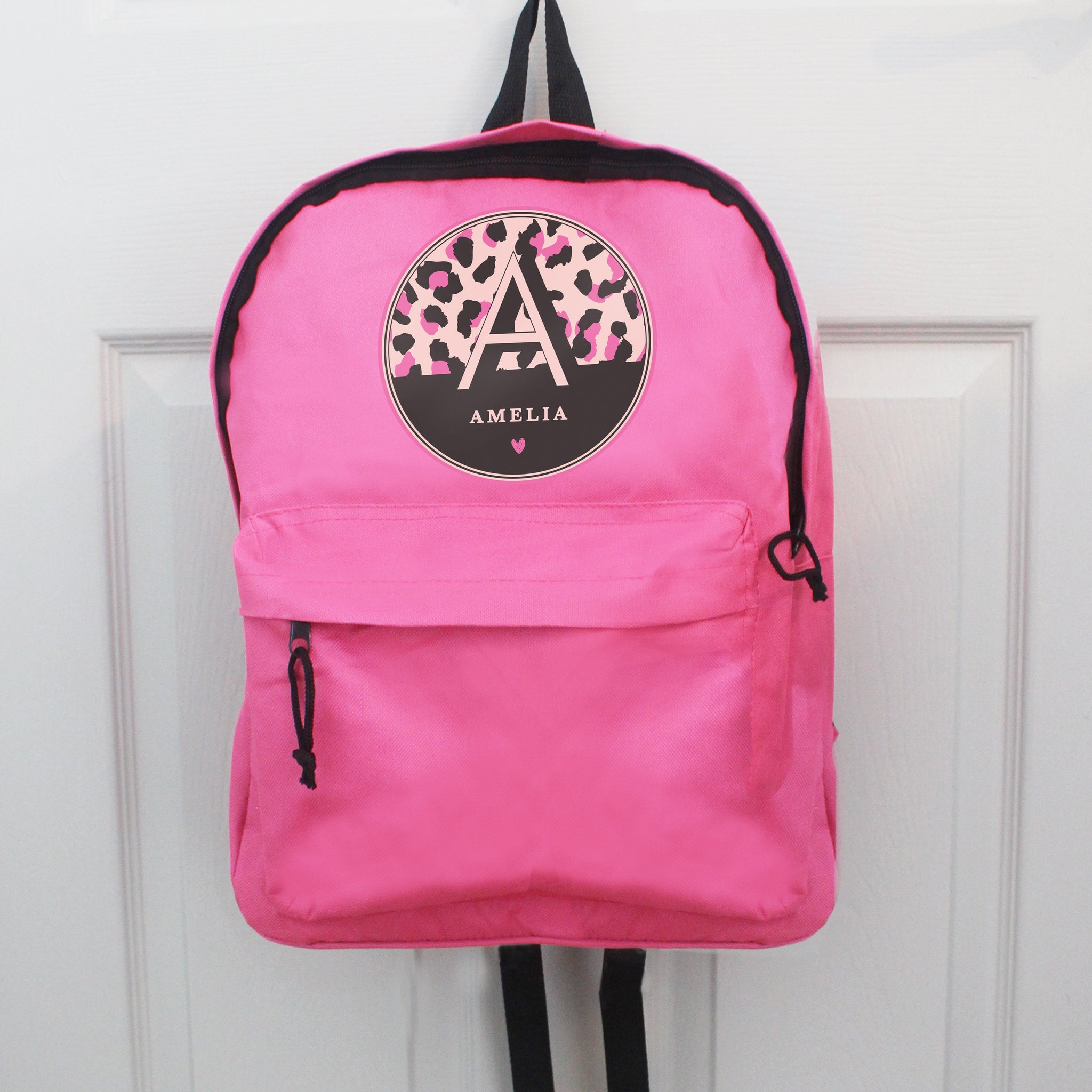 Personalised Leopard Print Pink Backpack: 2 - Kids Bags By Gift Moments