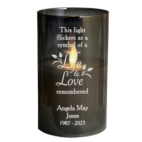 Personalised Life & Love Memorial Smoked LED Candle: 5 - LED Lighting By Gift Moments
