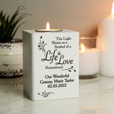 Personalised Life & Love White Wooden Tea Light Holder: 1 - Candle Holders By Gift Moments
