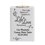 Personalised Life & Love White Wooden Tea Light Holder: 6 - Candle Holders By Gift Moments