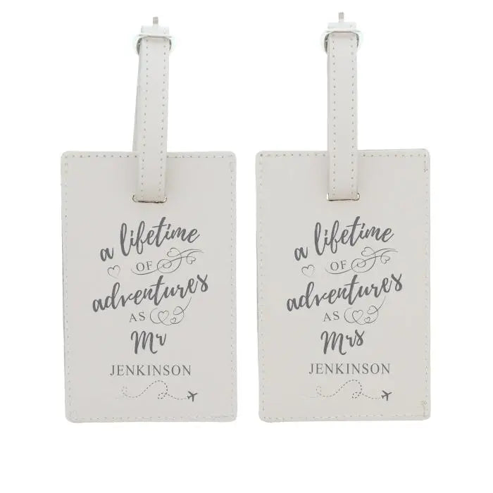 Personalised ’Lifetime of Adventures’ Couples Luggage Tags: 2 - Luggage Tags By Gift Moments