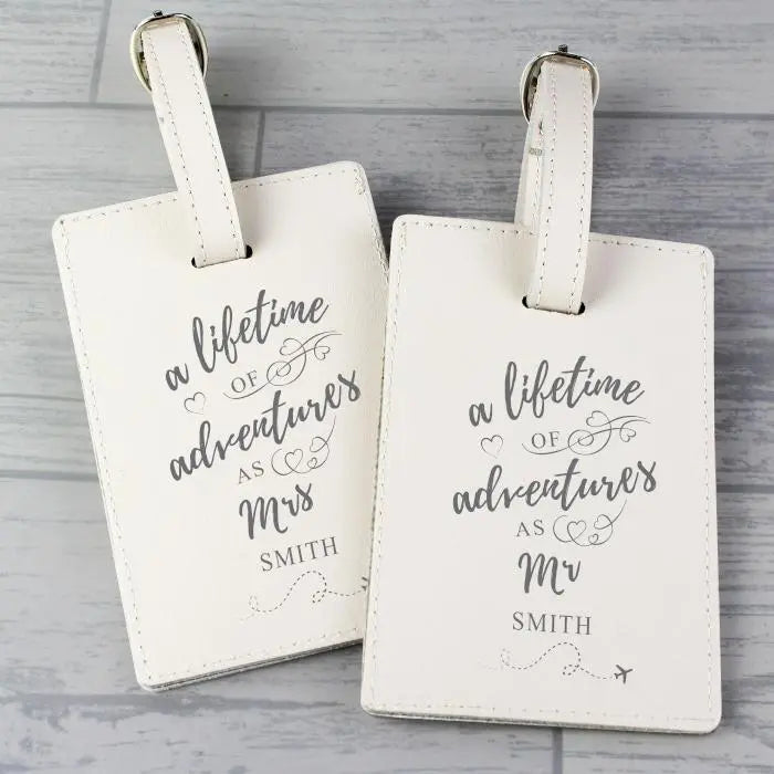 Personalised ’Lifetime of Adventures’ Couples Luggage Tags: 3 - Luggage Tags By Gift Moments