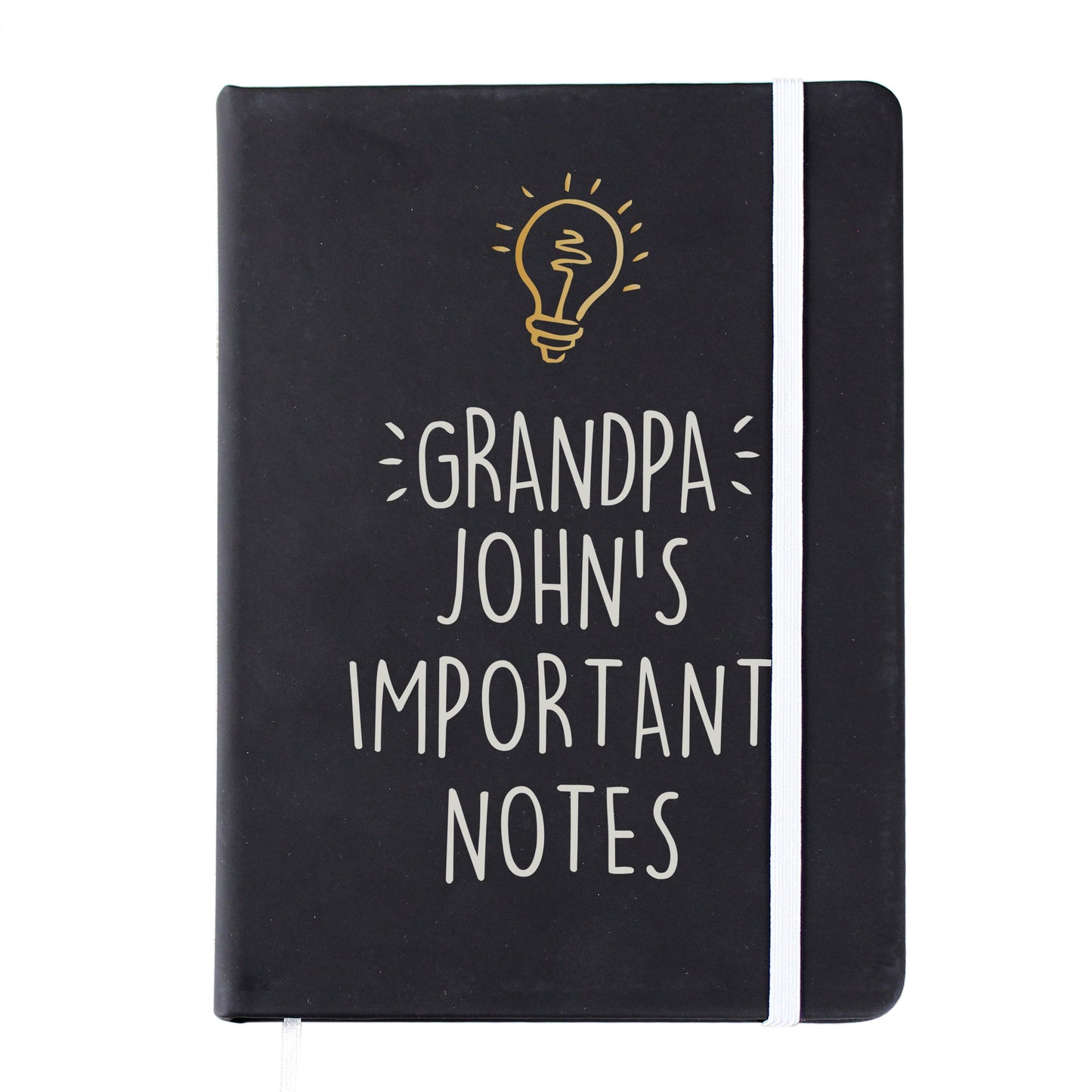Personalised Light Bulb Black Hardback Notebook: 6 - Notebooks By Gift Moments