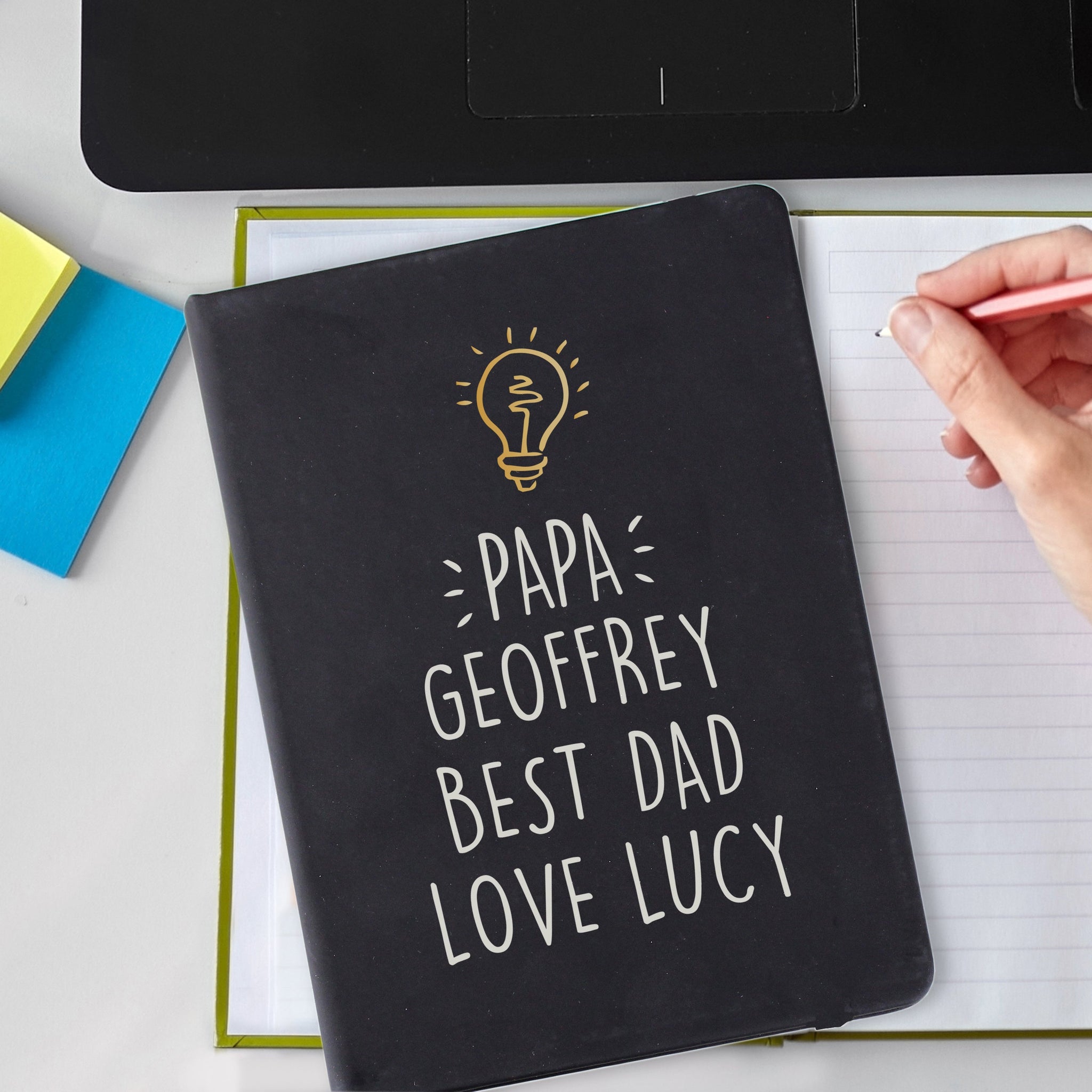 Personalised Light Bulb Black Hardback Notebook: 1 - Notebooks By Gift Moments