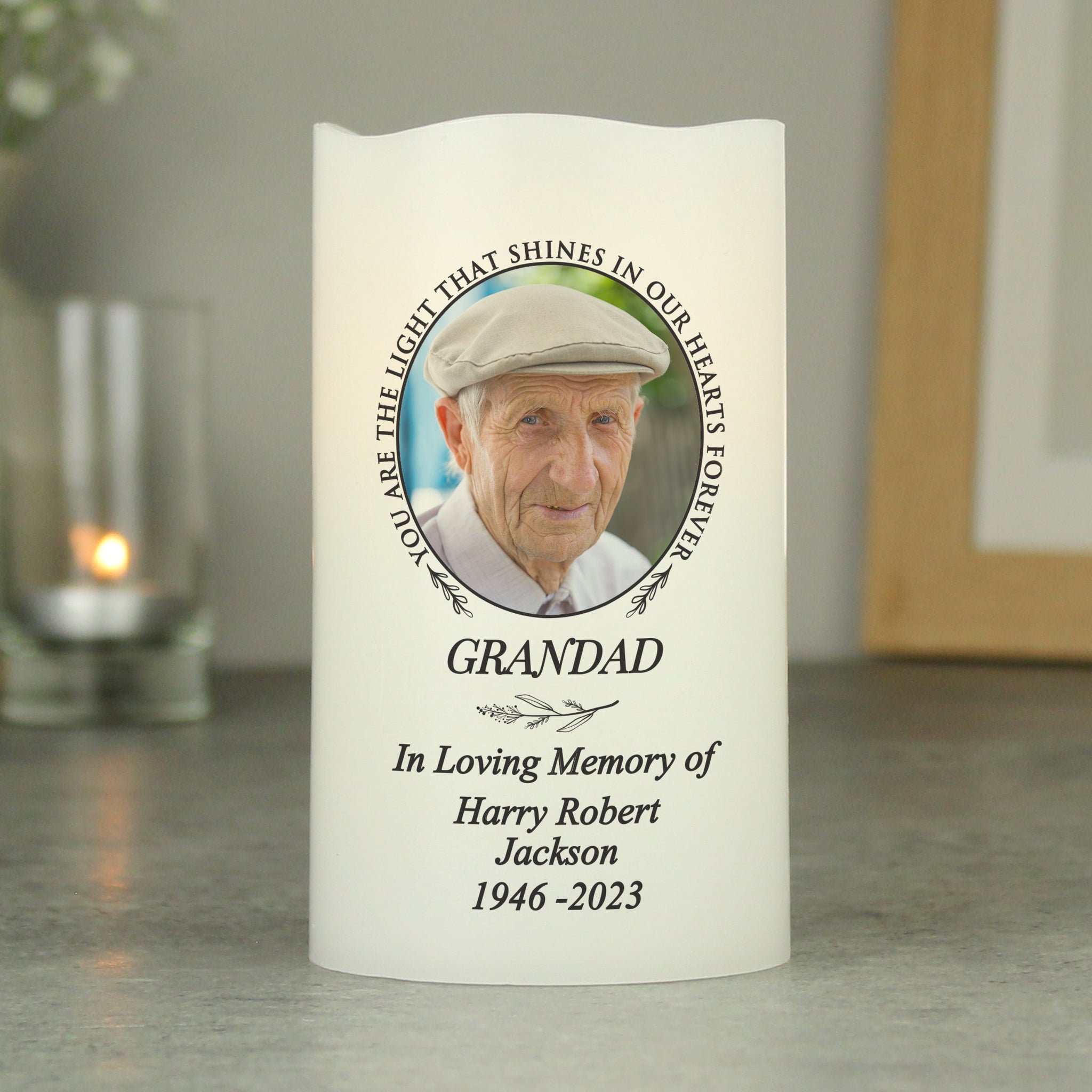 Personalised Light In Our Hearts Photo Upload LED Candle: 6 - Flameless Candles By Gift Moments