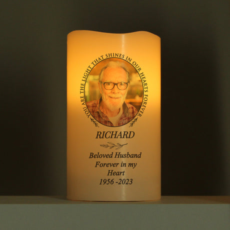 Personalised Light In Our Hearts Photo Upload LED Candle: 3 - Flameless Candles By Gift Moments