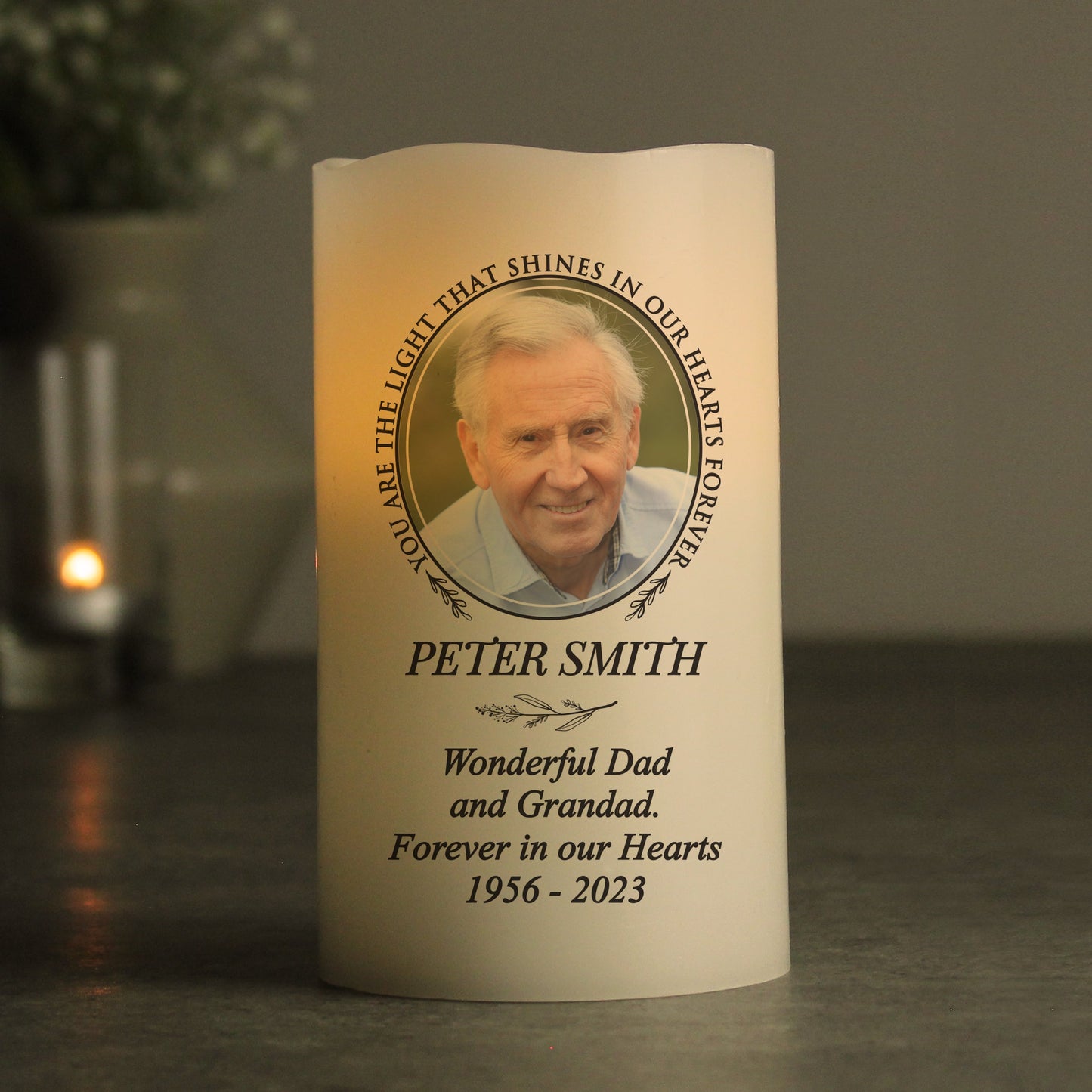 Personalised Light In Our Hearts Photo Upload LED Candle: 2 - Flameless Candles By Gift Moments